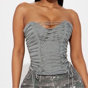 Grey Shoelace Corset
